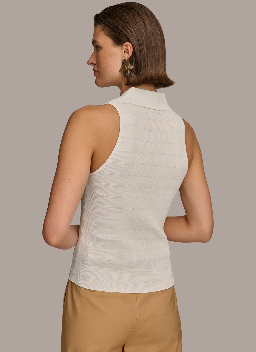 Donna Karan | TEXTURE SWEATER WITH GOLD BUTTONS
