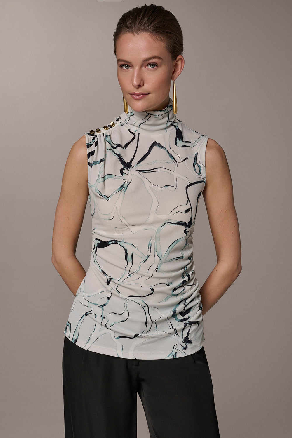 Donna Karan | BUTTON SHOULDER BLOUSE