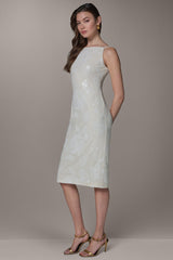 Donna Karan | FLORAL SEQUIN MIDI SHEATH DRESS