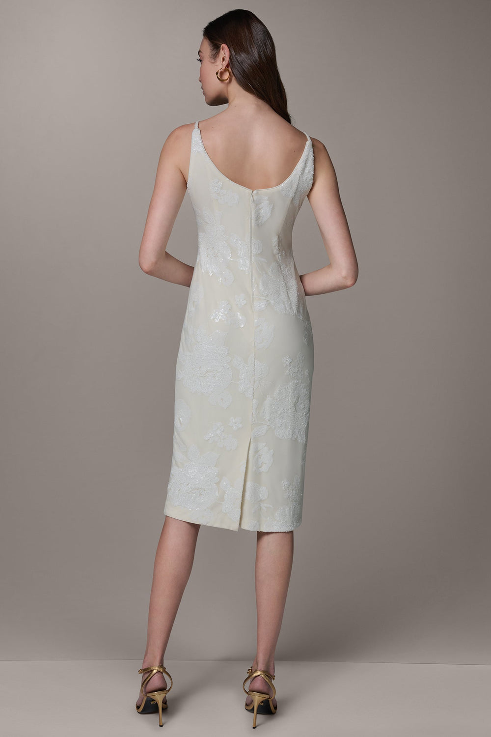 Donna Karan | FLORAL SEQUIN MIDI SHEATH DRESS