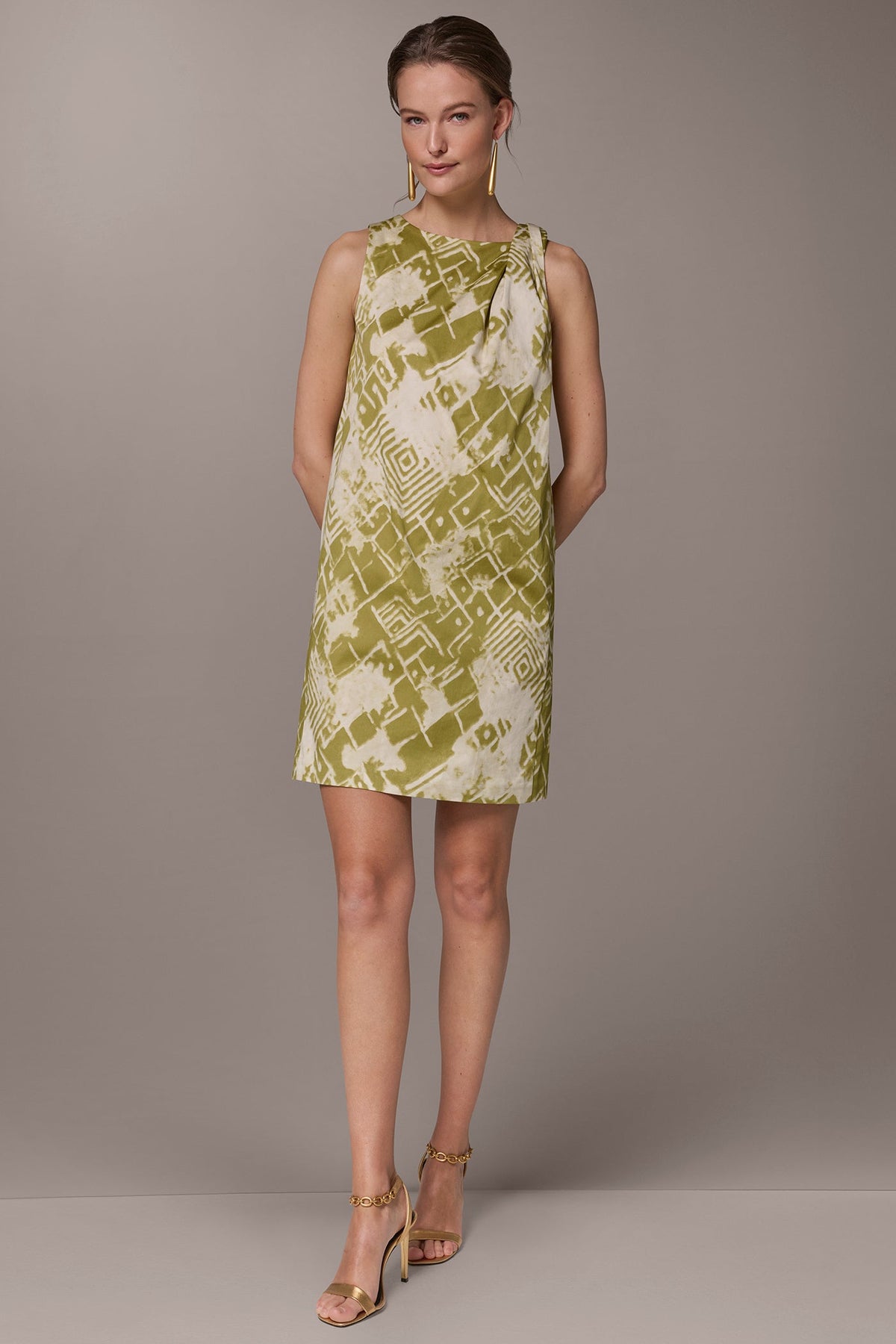 Donna Karan | COTTON-SATEEN TWIST SHOULDER SHIFT DRESS