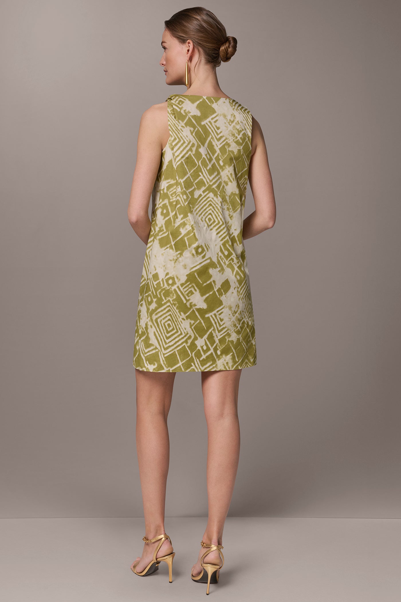 Donna Karan | COTTON-SATEEN TWIST SHOULDER SHIFT DRESS