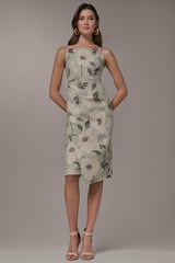 Donna Karan | FLORAL-JACQUARD WRAP MIDI DRESS