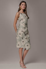 Donna Karan | FLORAL-JACQUARD WRAP MIDI DRESS