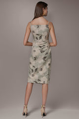 Donna Karan | FLORAL-JACQUARD WRAP MIDI DRESS