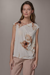 Donna Karan | FLORAL ASYMMETRIC BLOUSE