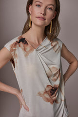 Donna Karan | FLORAL ASYMMETRIC BLOUSE