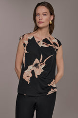 Donna Karan | FLORAL ASYMMETRIC BLOUSE