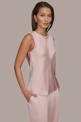 Donna Karan | SATIN FRINGE-TRIMMED SLEEVELESS BLOUSE