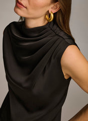 Donna Karan | SLEEVELESS DRAPED MOCKNECK TOP