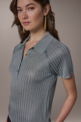 Donna Karan | RIB-KNIT POLO SWEATER