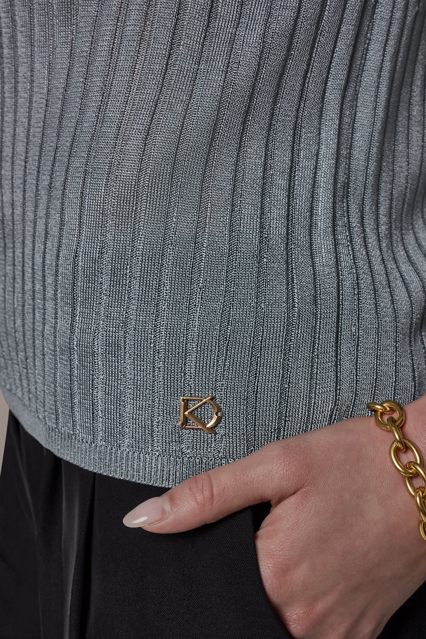 Donna Karan | RIB-KNIT POLO SWEATER