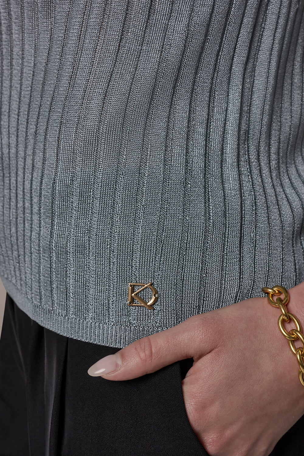 Donna Karan | RIB-KNIT POLO SWEATER