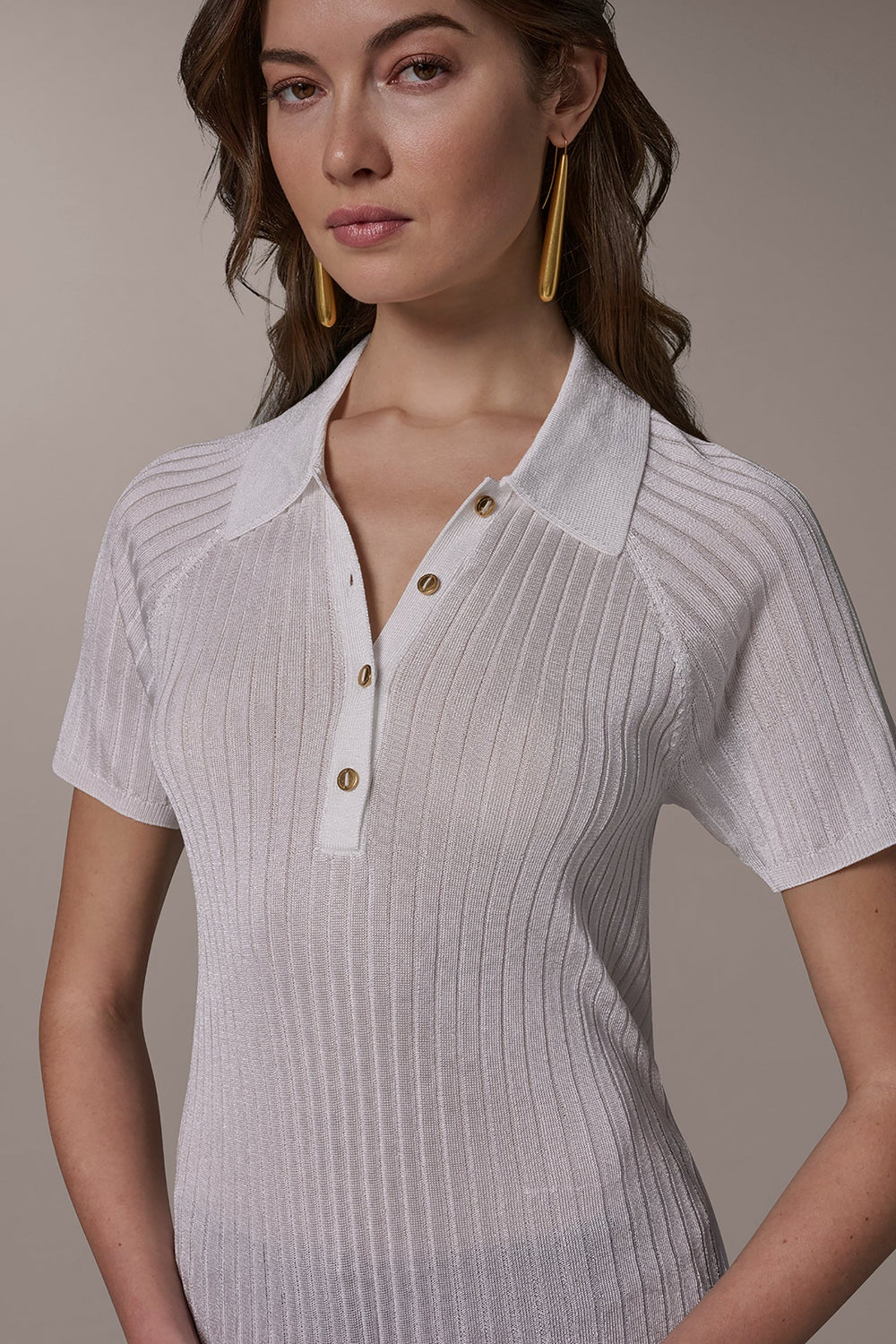 Donna Karan | RIB-KNIT POLO SWEATER