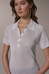 Donna Karan | RIB-KNIT POLO SWEATER