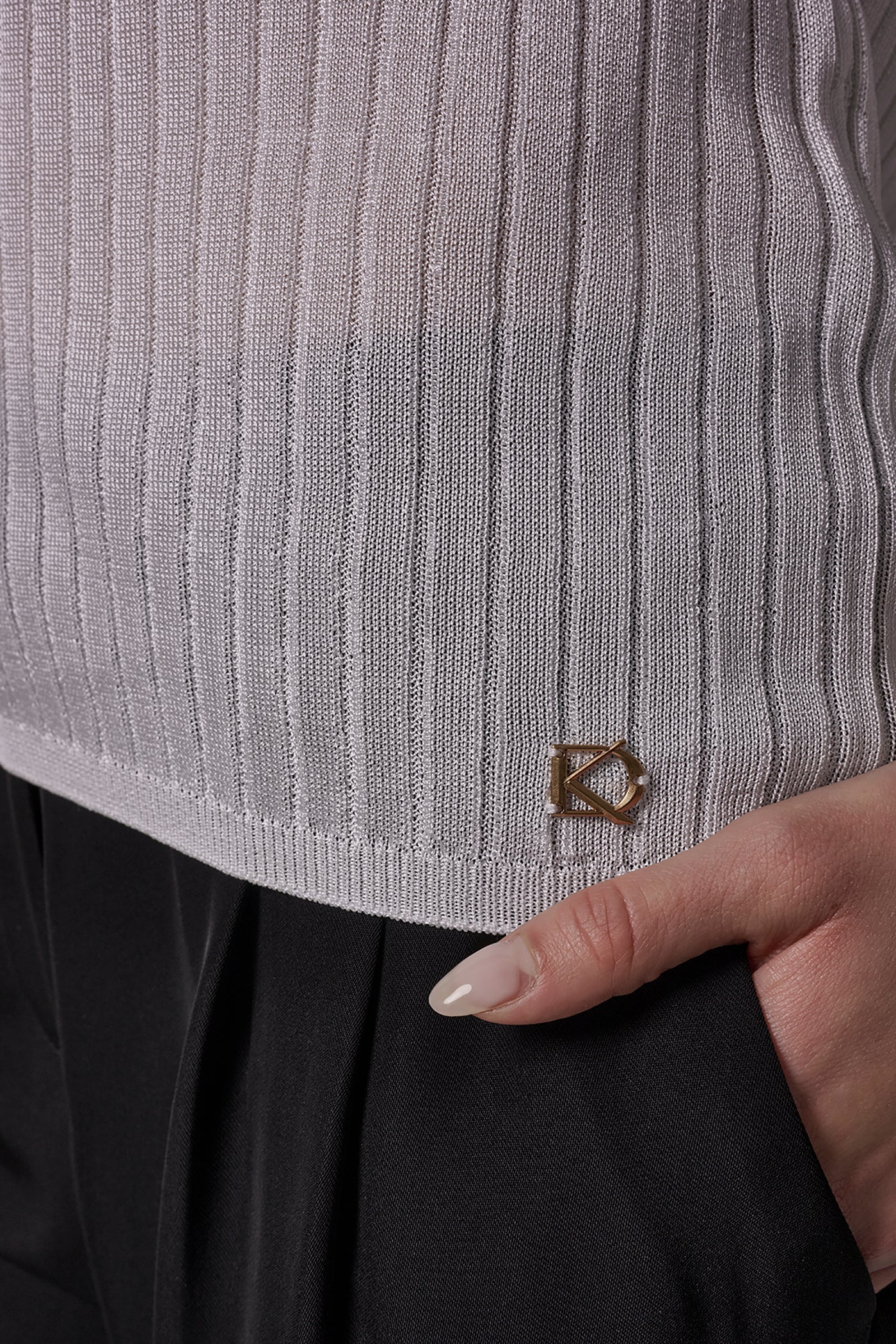 Donna Karan | RIB-KNIT POLO SWEATER