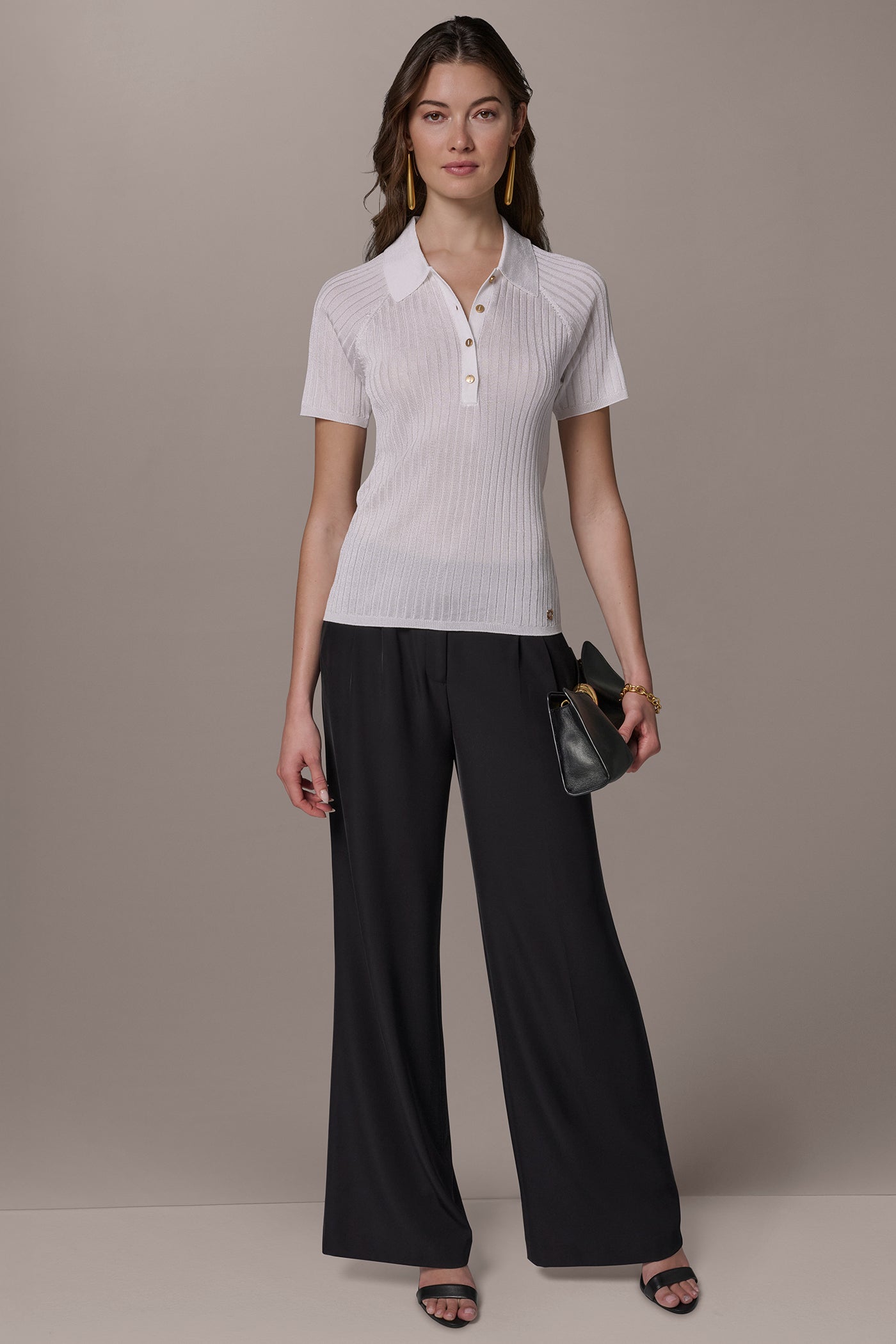 Donna Karan | RIB-KNIT POLO SWEATER