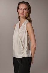 Donna Karan | STRETCH-SILK WRAP-EFFECT BLOUSE