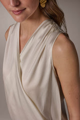 Donna Karan | STRETCH-SILK WRAP-EFFECT BLOUSE