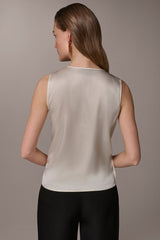 Donna Karan | STRETCH-SILK WRAP-EFFECT BLOUSE