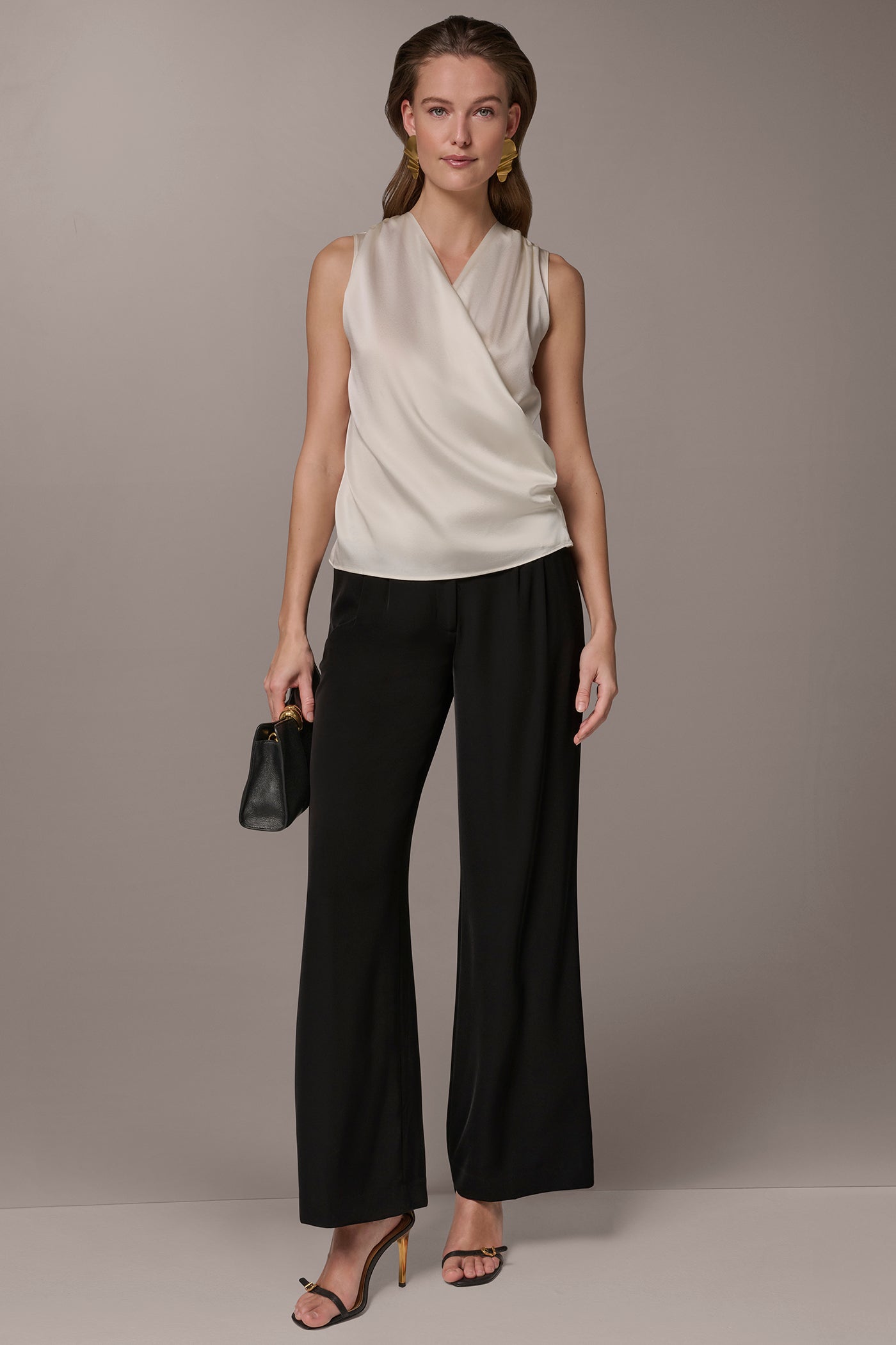 Donna Karan | STRETCH-SILK WRAP-EFFECT BLOUSE