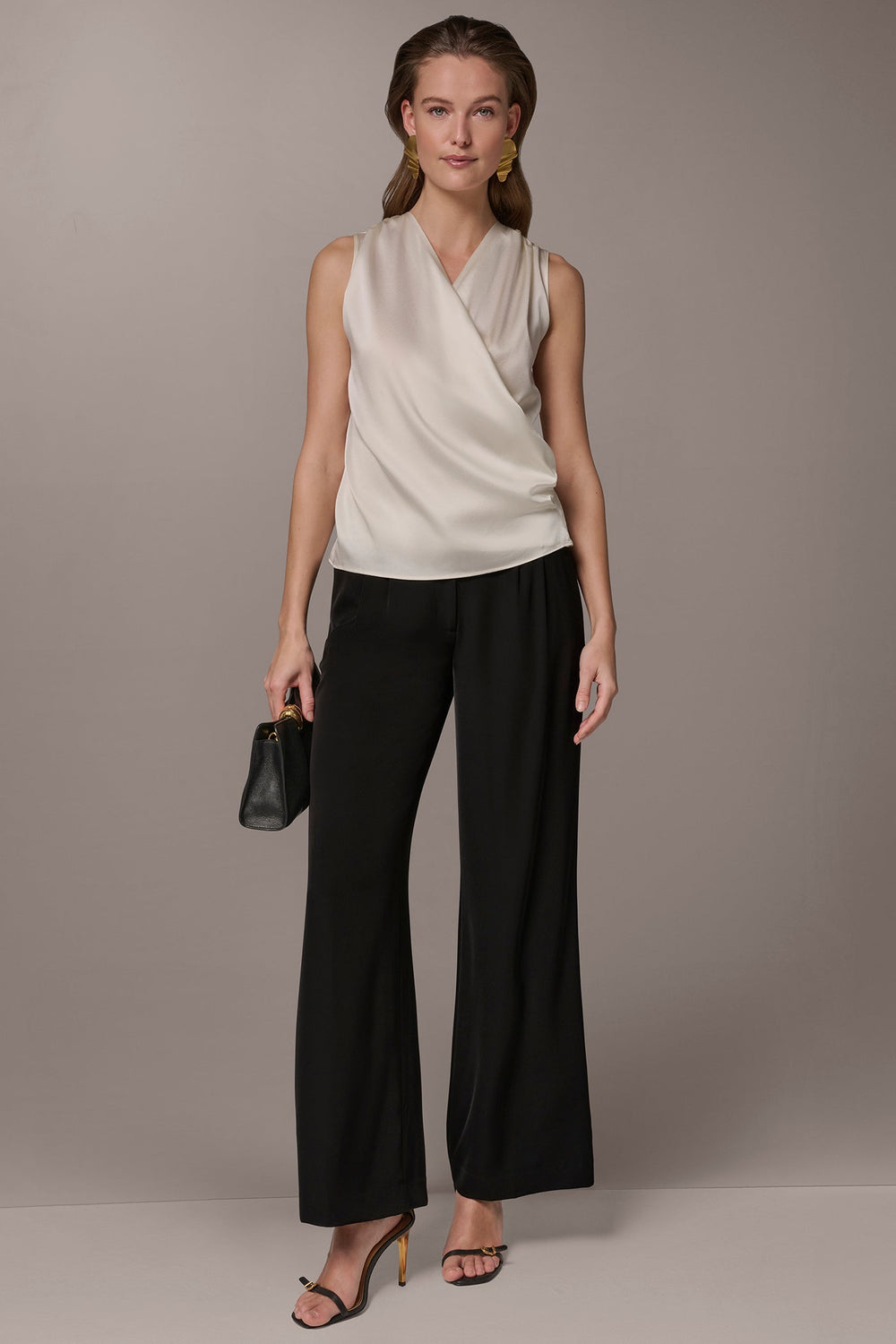 Donna Karan | STRETCH-SILK WRAP-EFFECT BLOUSE