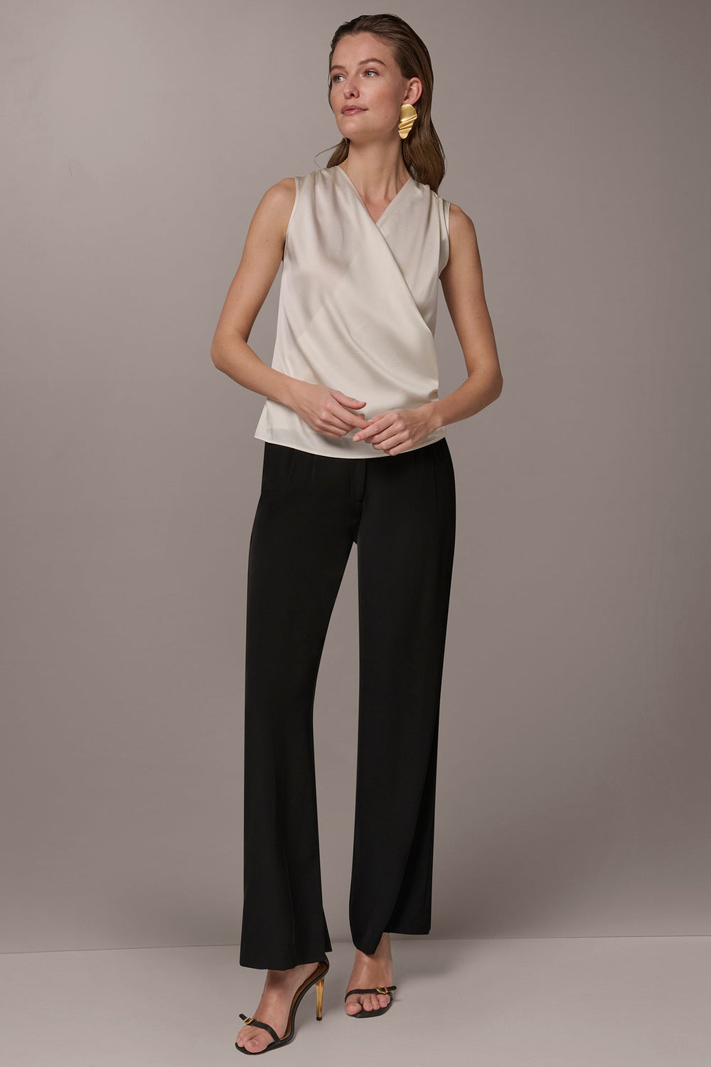 Donna Karan | STRETCH-SILK WRAP-EFFECT BLOUSE