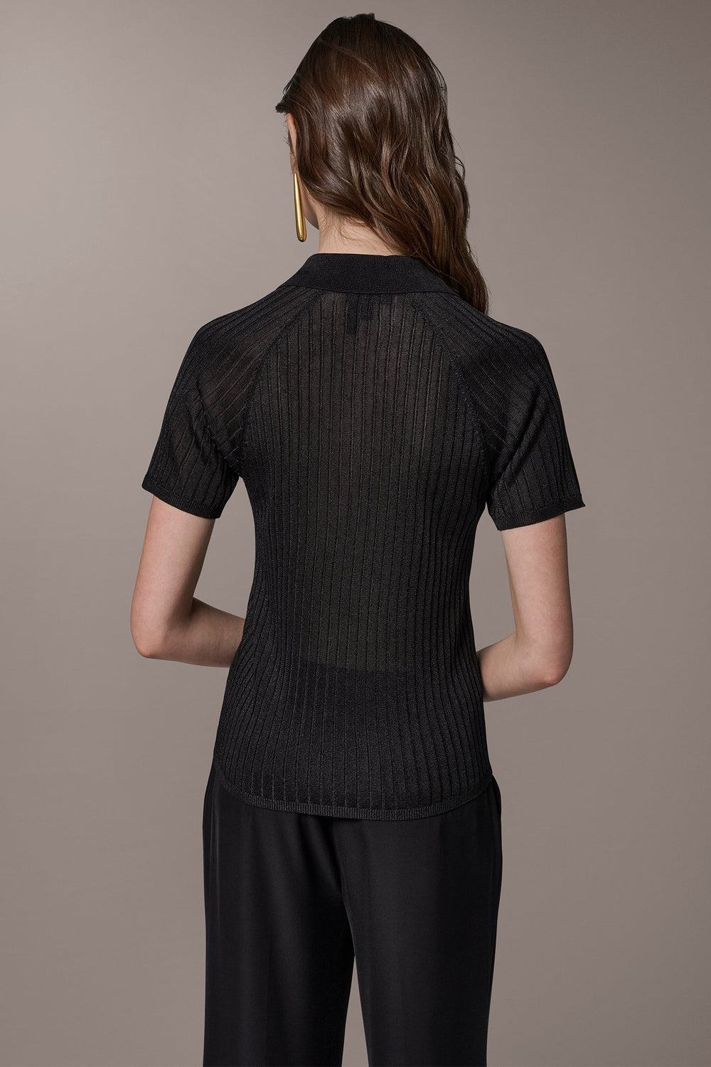 Donna Karan | RIB-KNIT POLO SWEATER