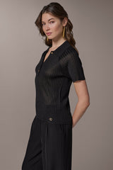 Donna Karan | RIB-KNIT POLO SWEATER