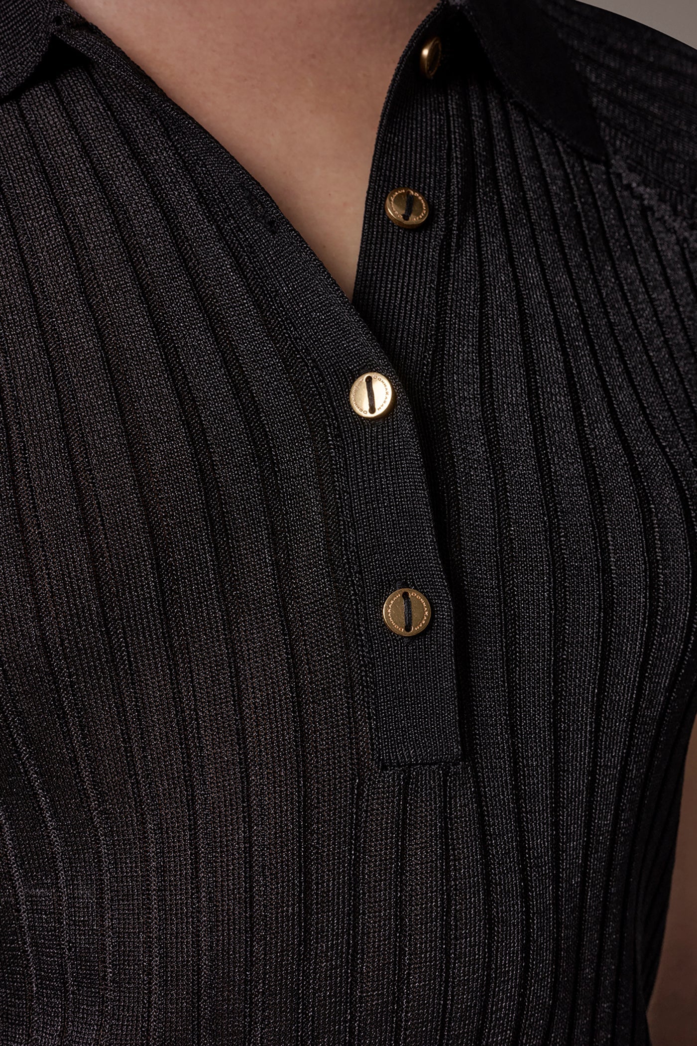 Donna Karan | RIB-KNIT POLO SWEATER