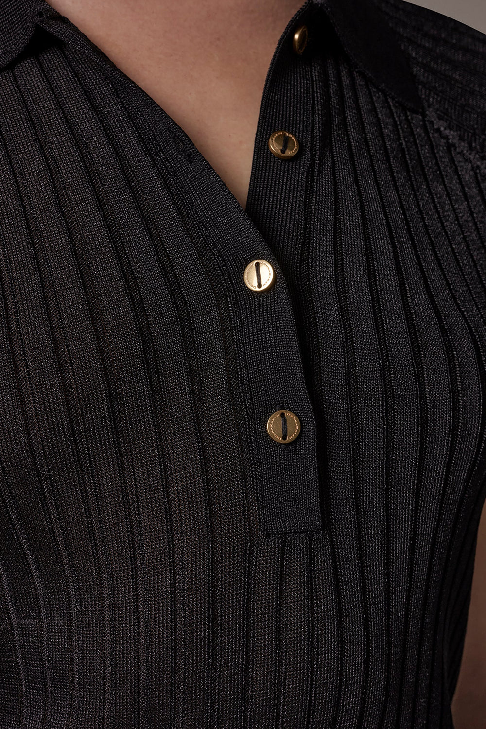 Donna Karan | RIB-KNIT POLO SWEATER