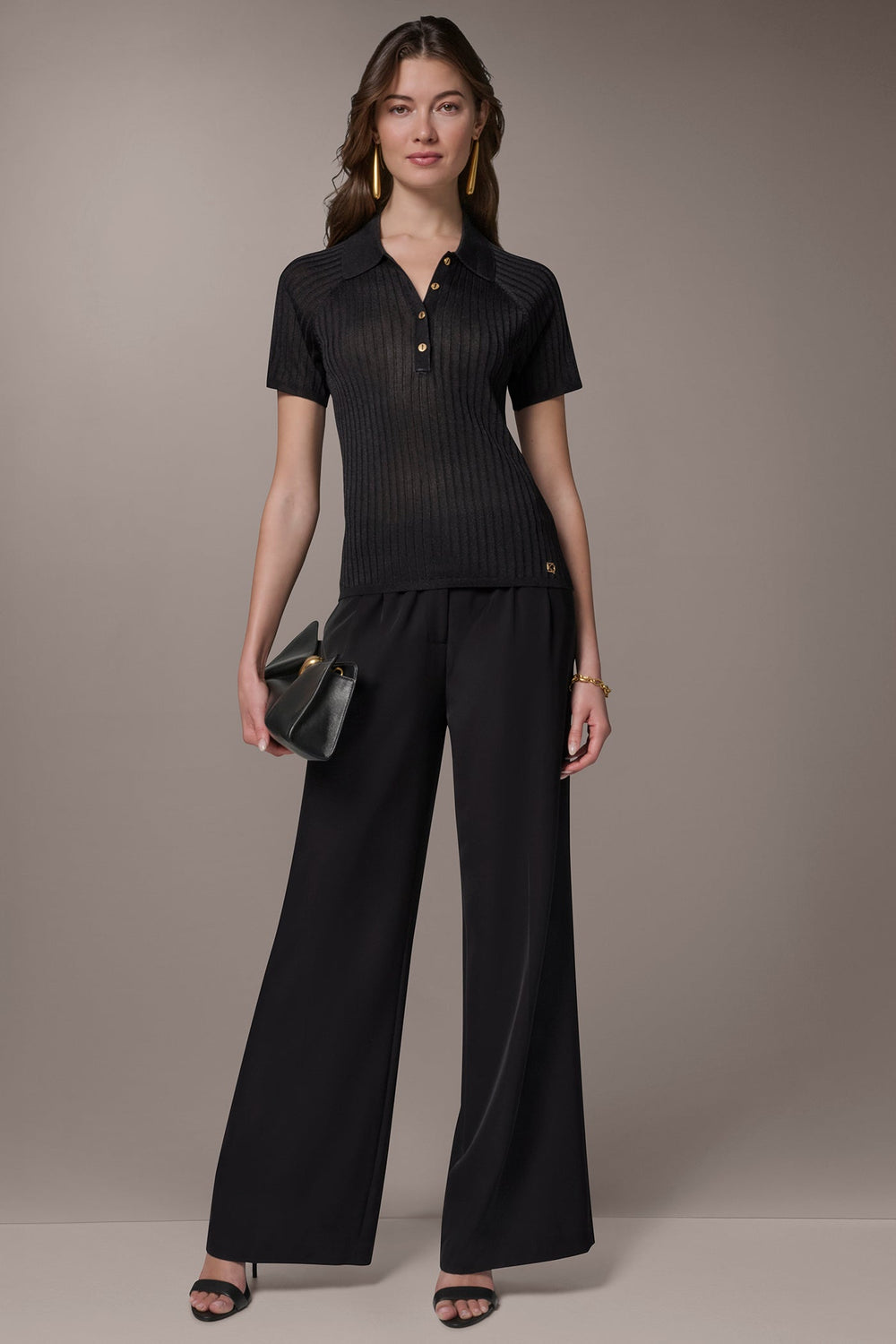 Donna Karan | RIB-KNIT POLO SWEATER