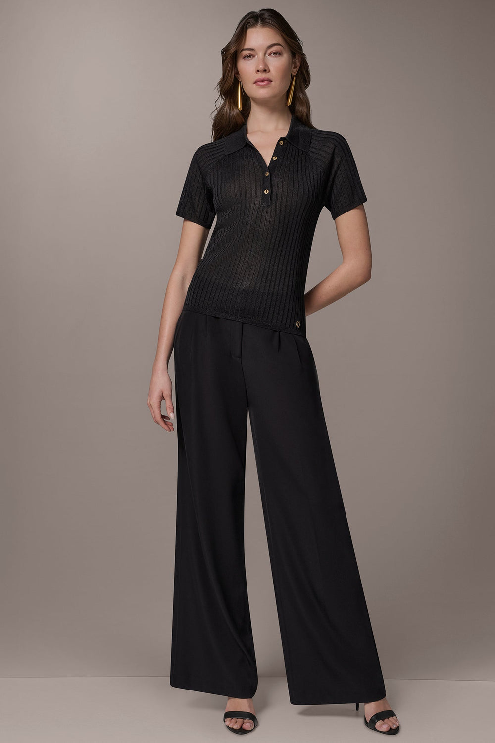 Donna Karan | RIB-KNIT POLO SWEATER