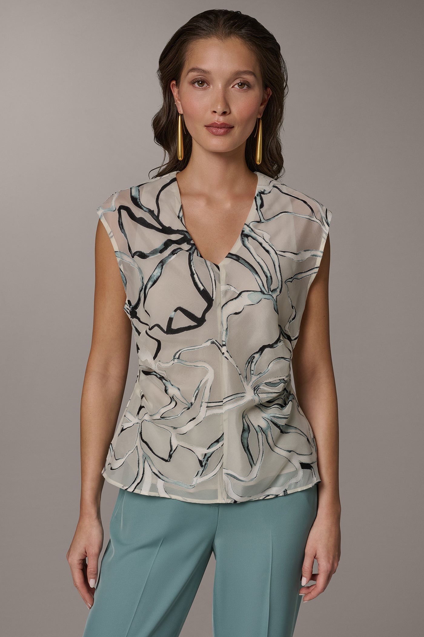 Donna Karan | FLORAL BURNOUT TOP