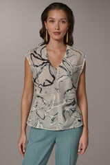 Donna Karan | FLORAL BURNOUT TOP
