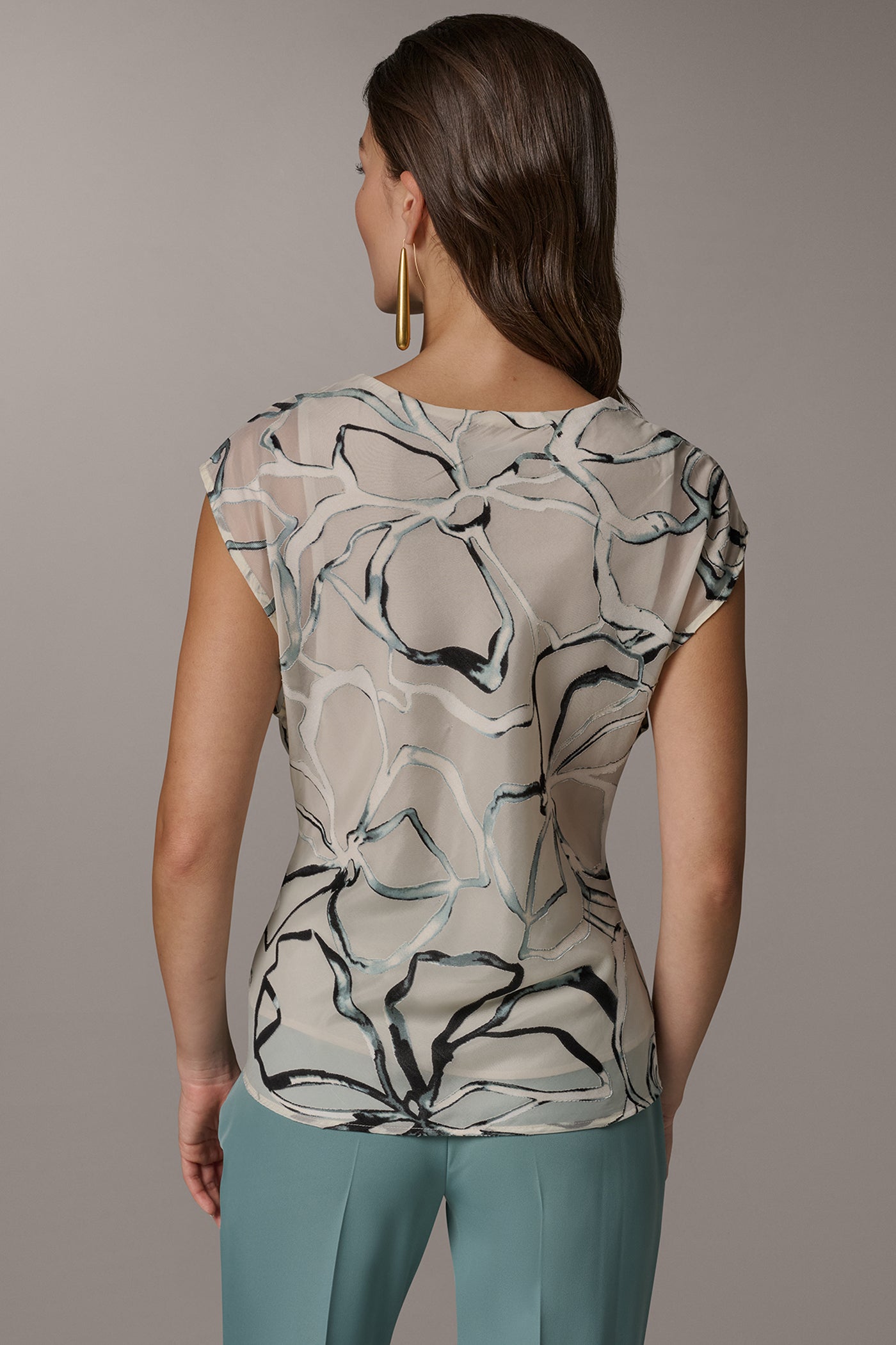 Donna Karan | FLORAL BURNOUT TOP