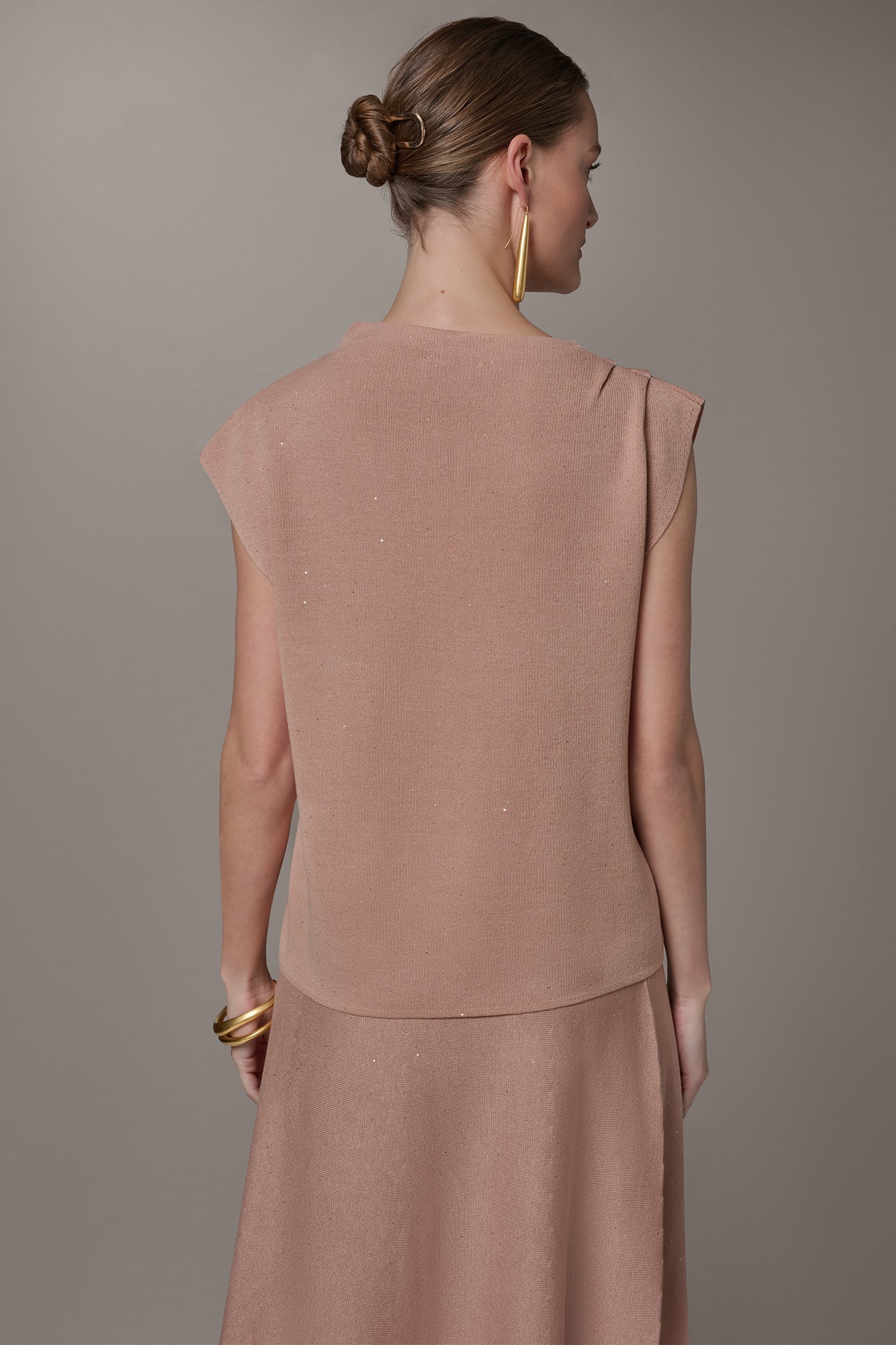 Donna Karan | SEQUIN ASYMMETRIC FUNNEL NECK SWEATER