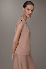 Donna Karan | SEQUIN ASYMMETRIC FUNNEL NECK SWEATER