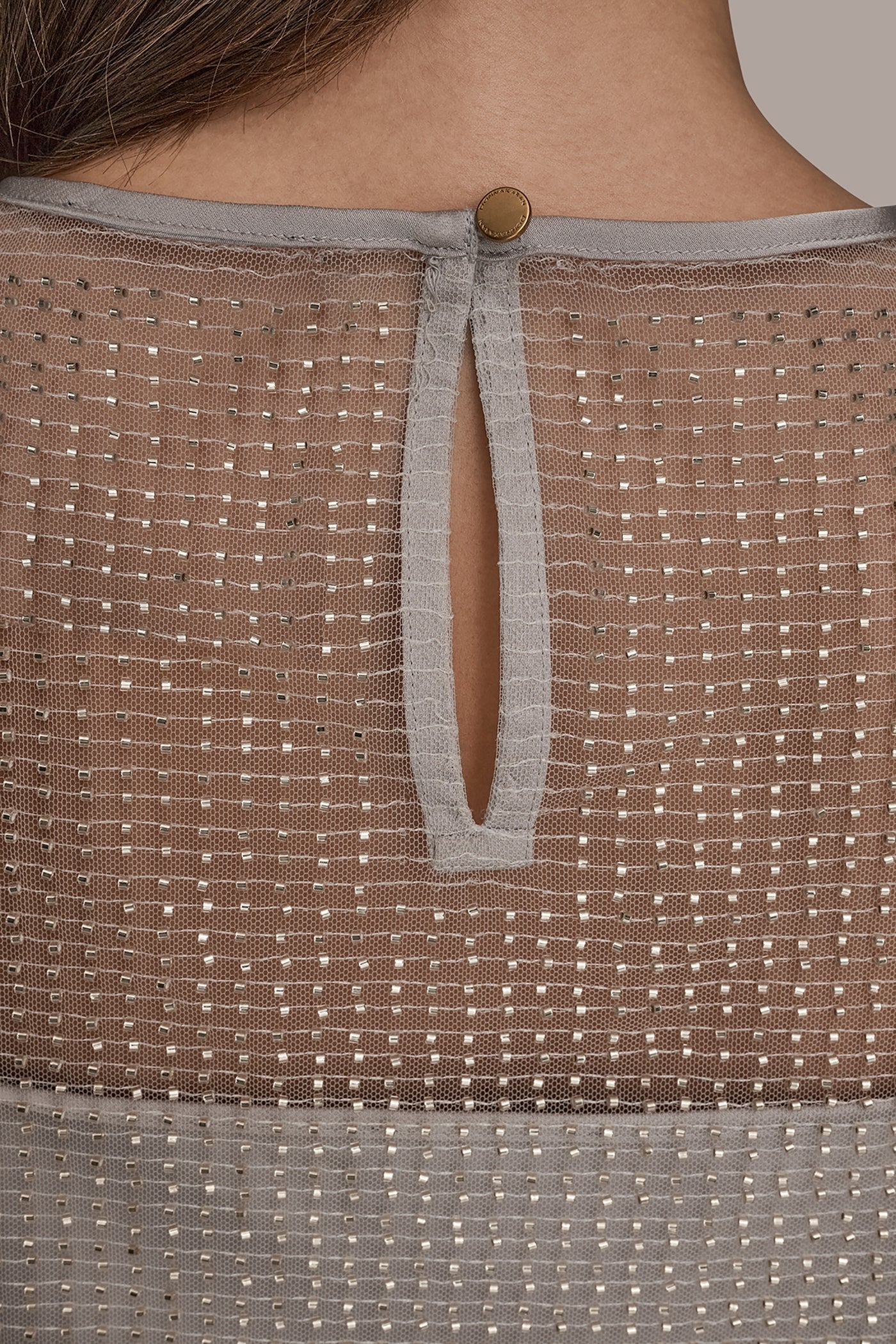 Donna Karan | LAYERED BEADED SLEEVELESS BLOUSE