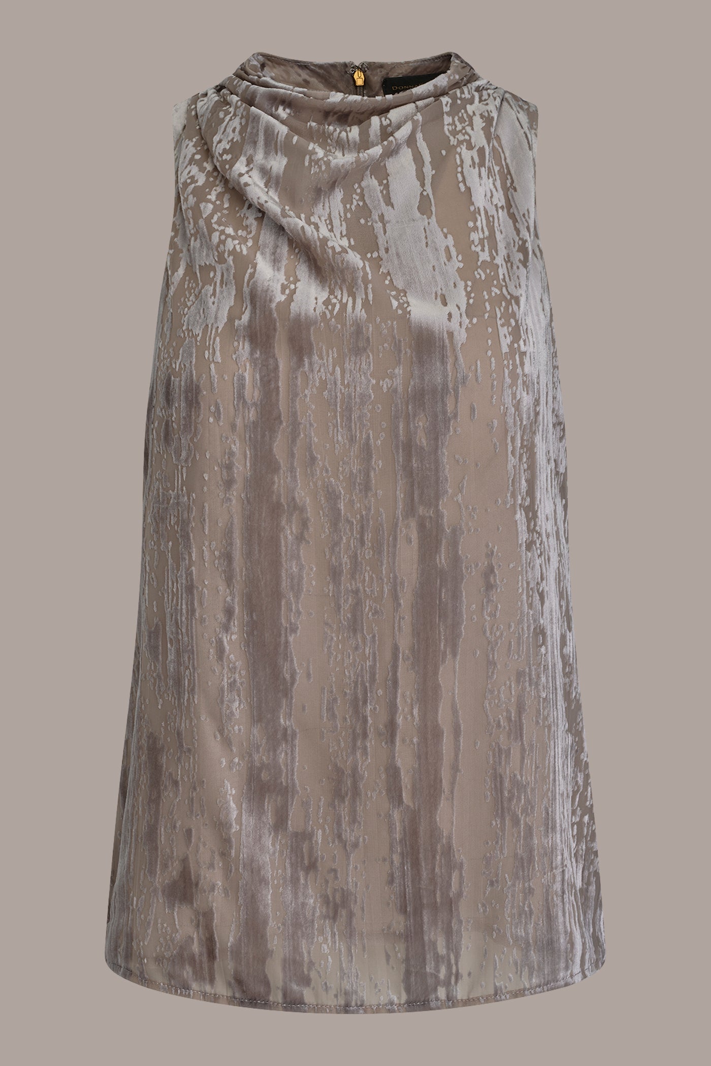 Donna Karan | SLEEVELESS HIGH-NECK BURNOUT BLOUSE