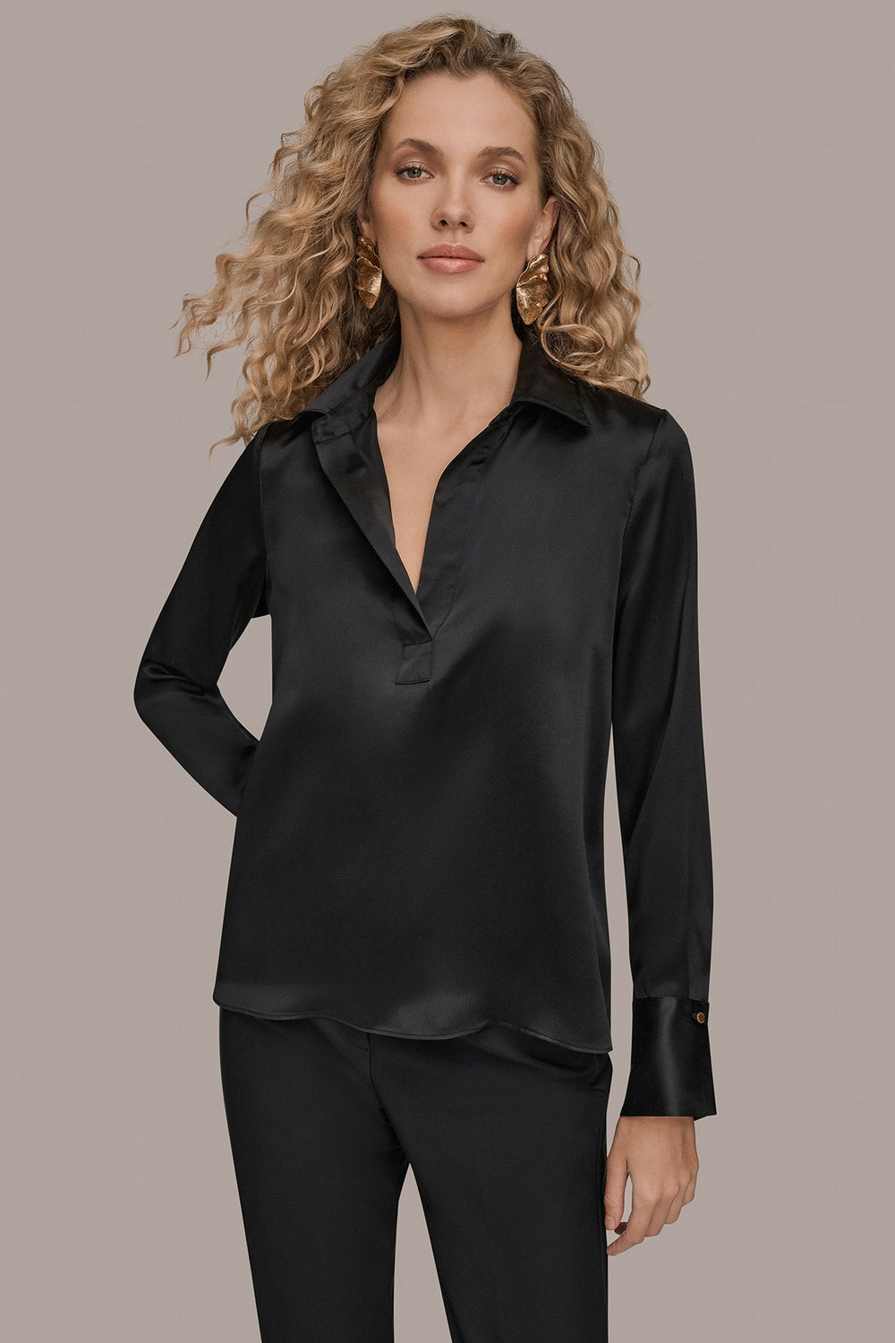 Donna Karan | STRETCH SILK-SATIN SHIRT