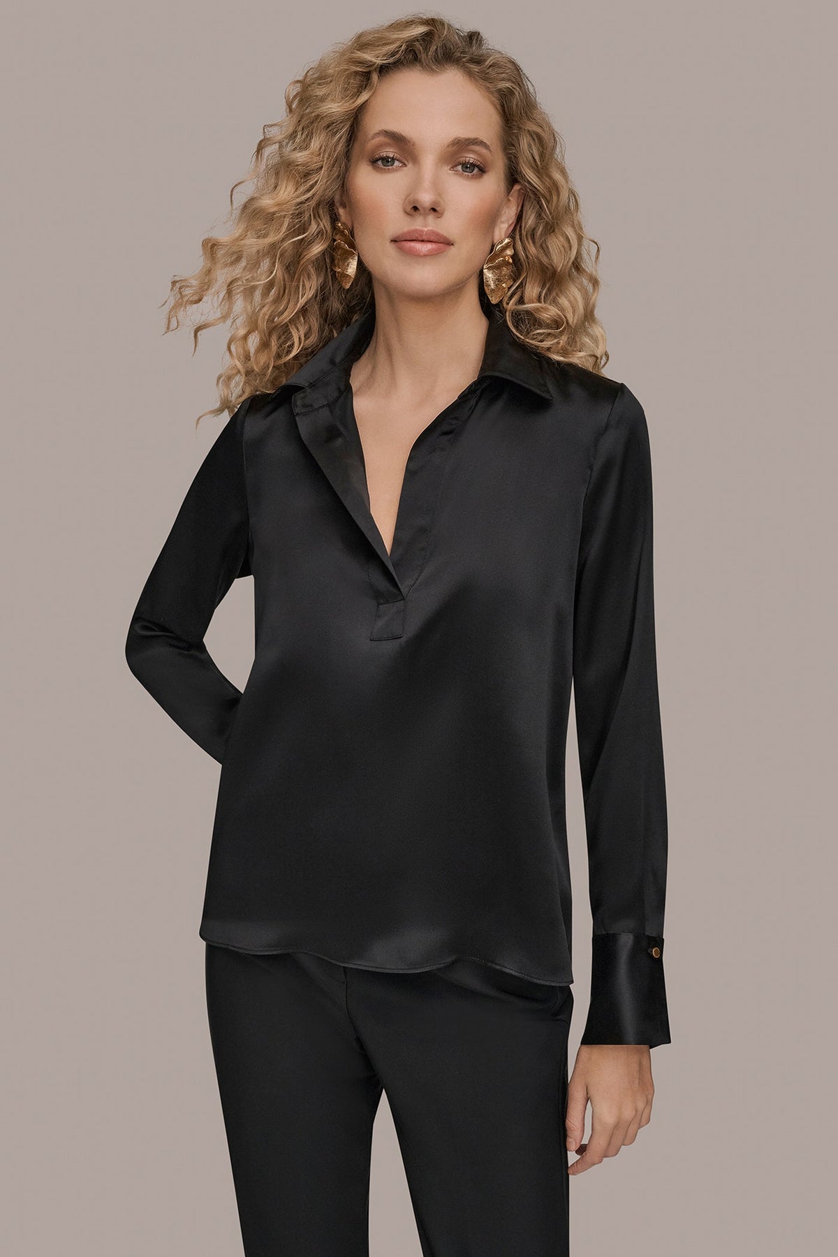 Donna Karan | STRETCH SILK-SATIN SHIRT