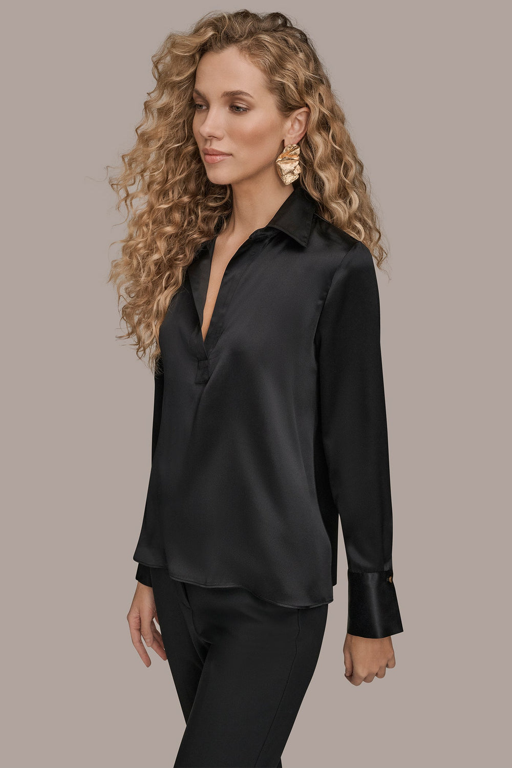 Donna Karan | STRETCH SILK-SATIN SHIRT