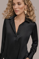 Donna Karan | STRETCH SILK-SATIN SHIRT