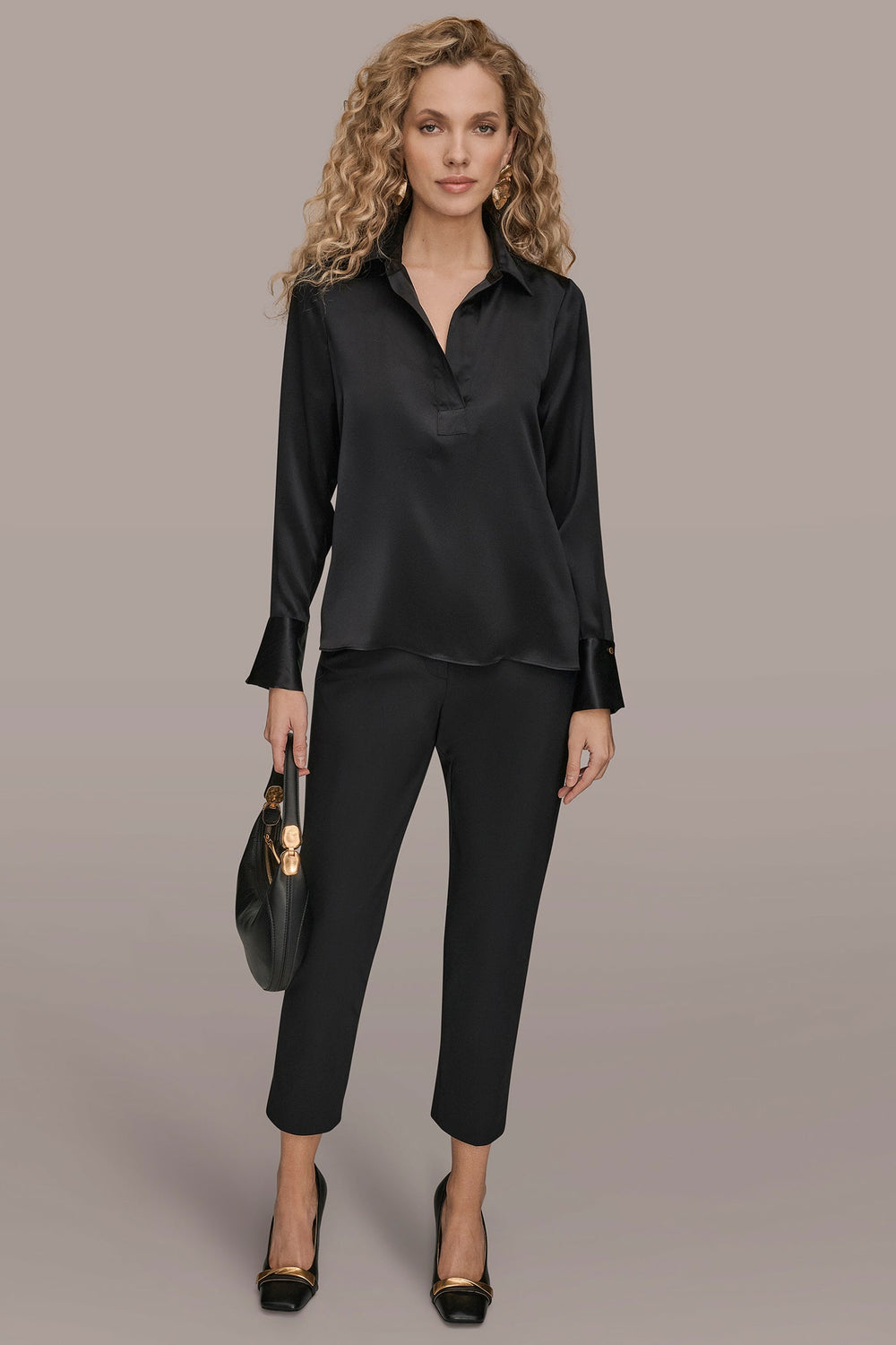 Donna Karan | STRETCH SILK-SATIN SHIRT