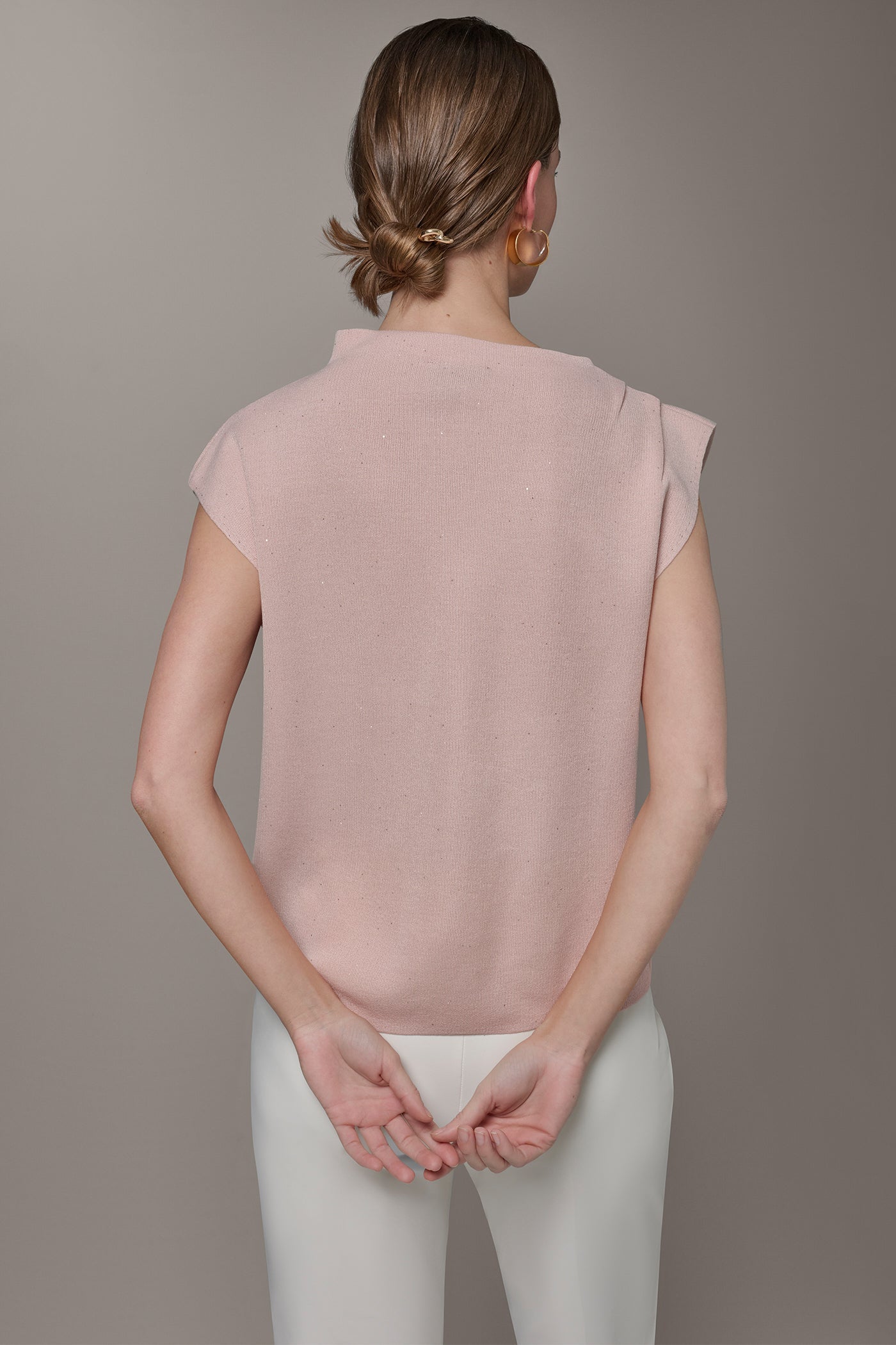 Donna Karan | SEQUIN ASYMMETRIC FUNNEL NECK SWEATER