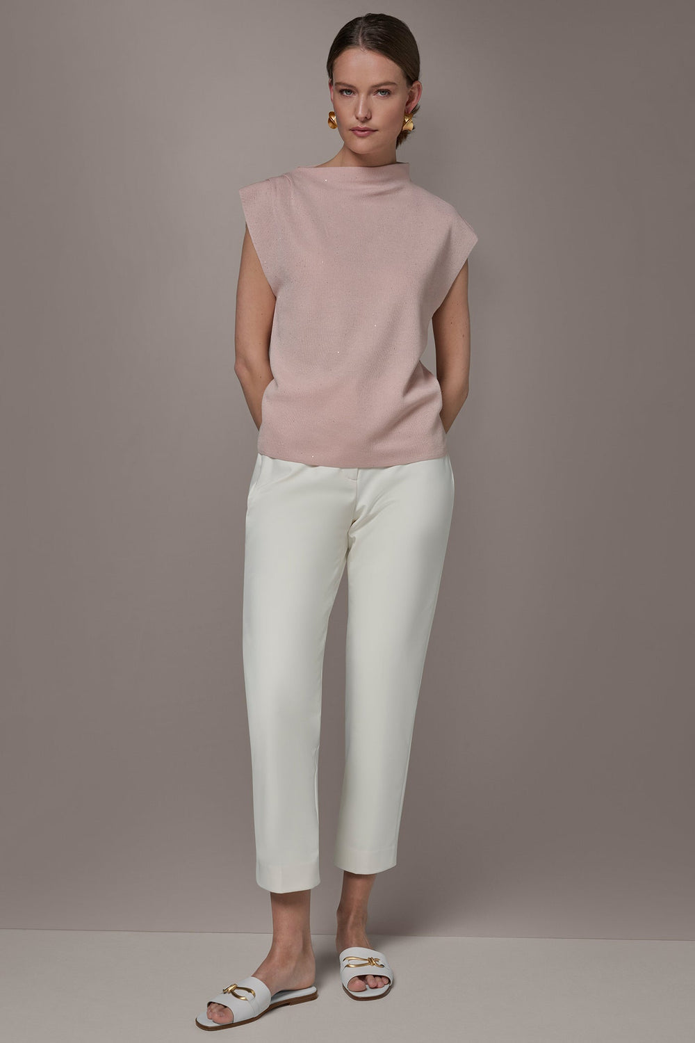 Donna Karan | SEQUIN ASYMMETRIC FUNNEL NECK SWEATER