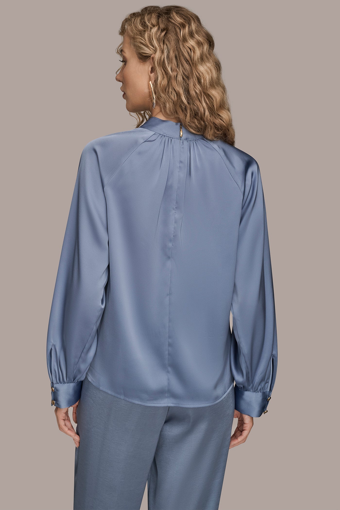 Donna Karan | BUTTON-NECK BLOUSE
