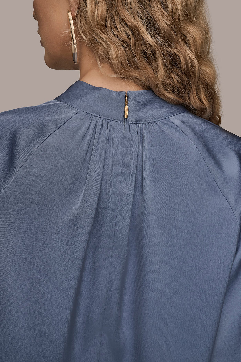 Donna Karan | BUTTON-NECK BLOUSE