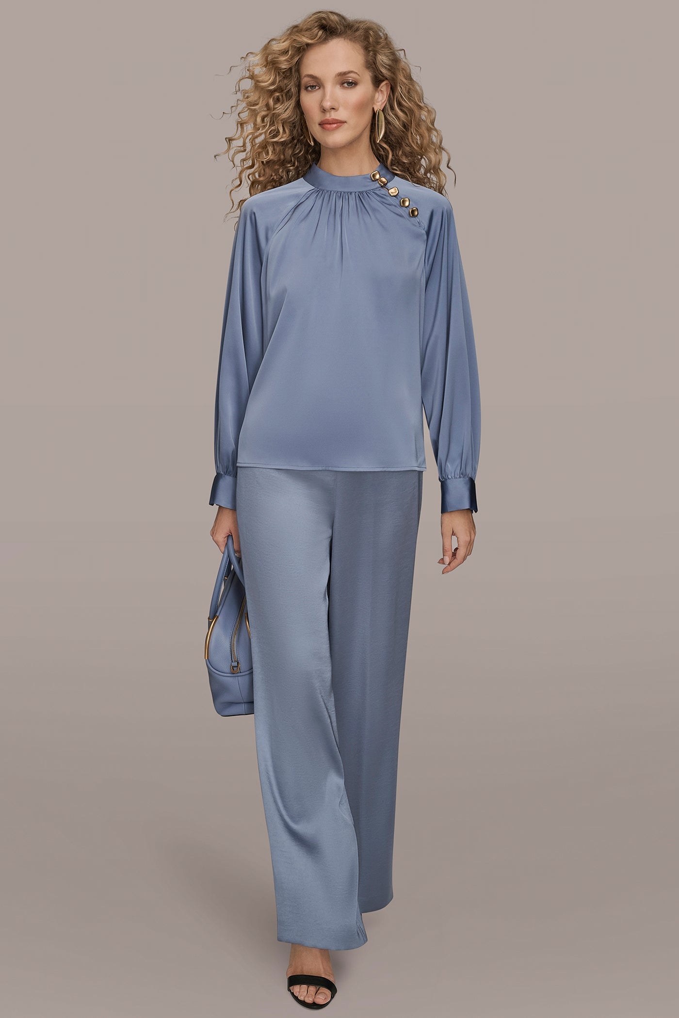 Donna Karan | BUTTON-NECK BLOUSE